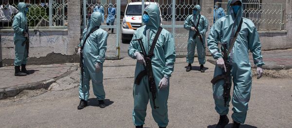 Палестинские медики в защитной одежде принимают участие в учениях по борьбе с коронавирусом в секторе Газа - Sputnik Грузия