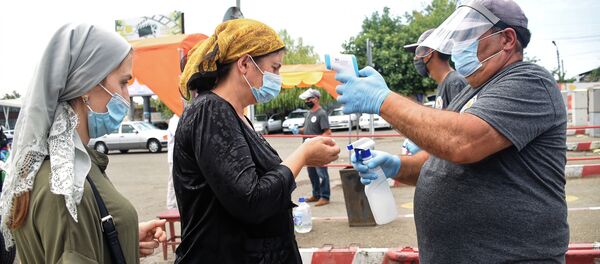 Борьба с коронавирусом. Термоскрининг на рынке Лило - Sputnik Грузия