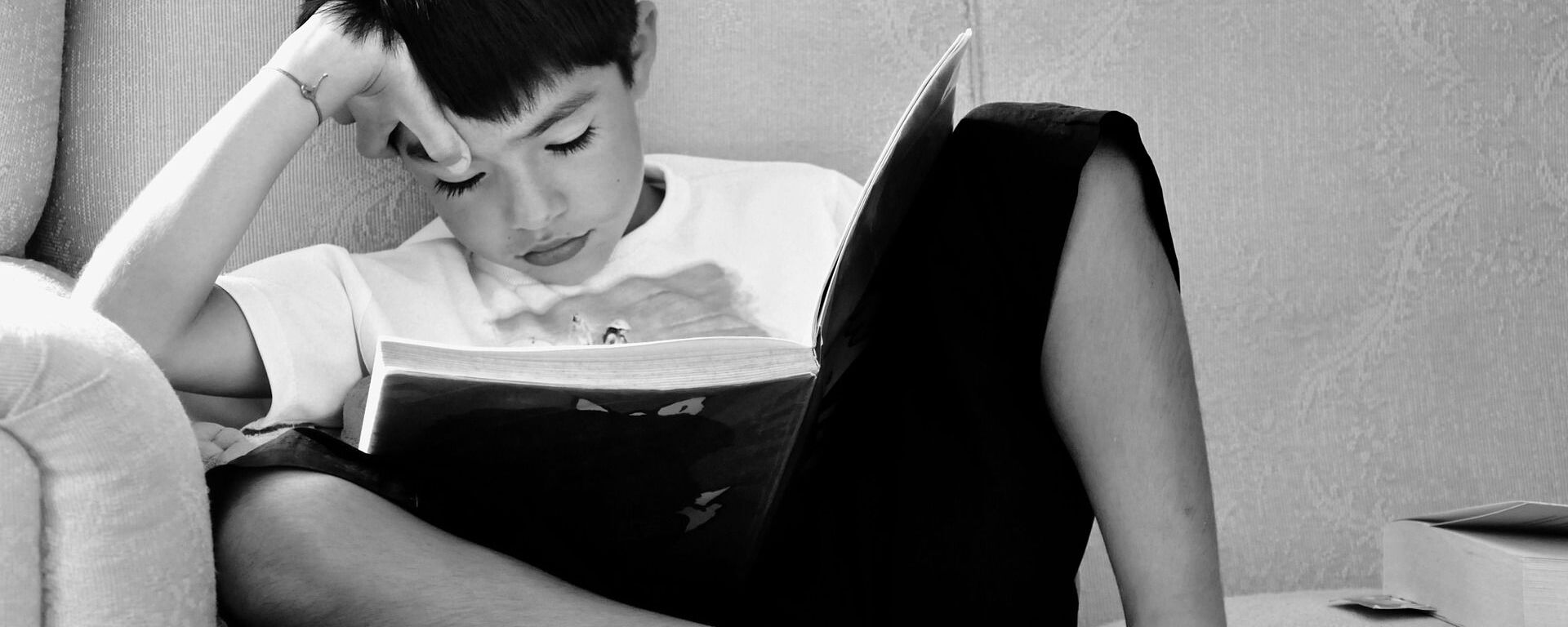 ბიჭი კითხულობს წიგნს  - Sputnik საქართველო, 1920, 19.02.2021