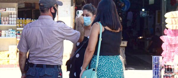 Термоскрининг на входе на батумский рынок Хопа. Пандемия коронавируса Термоскрининг на входе на батумский рынок Хопа. Пандемия коронавируса - Sputnik Грузия