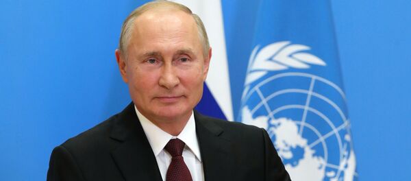 Выступление президента РФ В. Путина с видеообращением на 75-й сессии Генассамблеи ООН Выступление президента РФ В. Путина с видеообращением на 75-й сессии Генассамблеи ООН - Sputnik Грузия