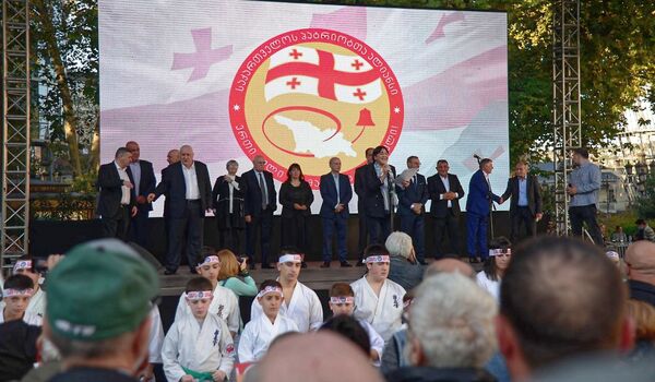 На акции партия представила своих мажоритарных кандидатов в Тбилиси и регионах  - Sputnik Грузия