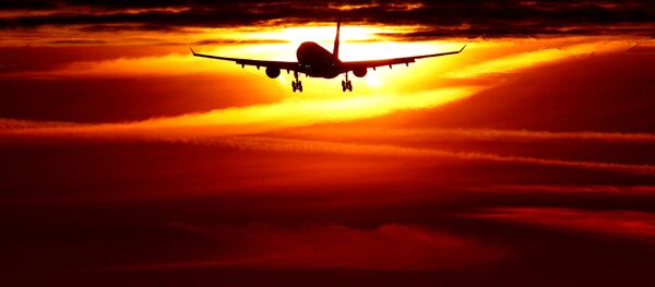 Пассажирский самолет в лучах заката заходит на посадку в аэропорт Шарль-де-Голль. Париж, Франция - Sputnik Грузия
