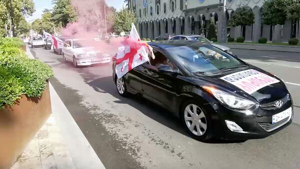 Акция протеста в центре грузинской столицы Посигналь Бидзине! - видео - Sputnik Грузия