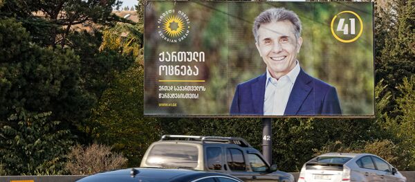 Предвыборная символика. Баннер партии Грузинская мечта. Бидзина Иванишвили - Sputnik Грузия
