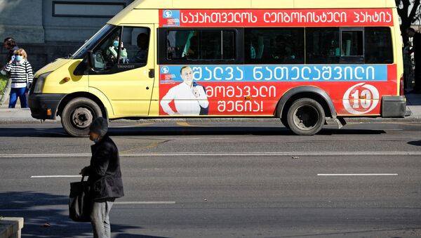 Предвыборная символика. Реклама оппозиционной Лейбористской партии. Шалва Нателашвили - Sputnik Грузия