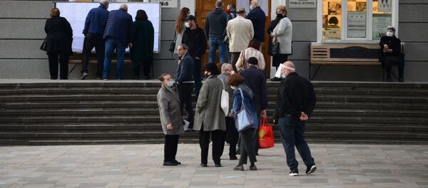 Парламентские выборы в Грузии 2020 - избиратели у участка - Sputnik Грузия