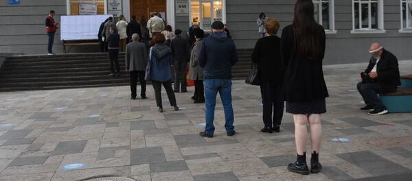 Парламентские выборы в Грузии 2020 - избиратели у участка - Sputnik Грузия