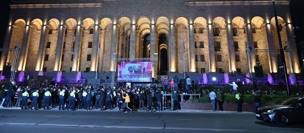 Партия Единое нацдвижение собрала сторонников у парламента после выборов - Sputnik Грузия