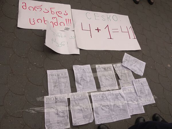 ოპოზიციამ ზუგდიდის საოლქო კომისიასთან აქცია გამართა - ფოტო - Sputnik საქართველო