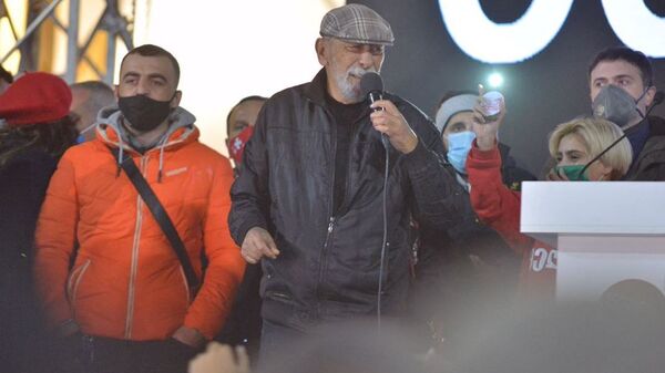 Вахтанг Кикабидзе. Масштабная акция протеста оппозиции в воскресенье 8 ноября 2020 перед зданием парламента Грузии  - Sputnik Грузия