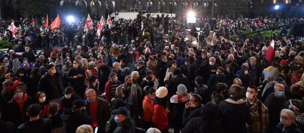 Акция протеста оппозиции у здания парламента Грузии 9 ноября 2020 года - Sputnik Грузия