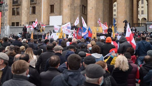 Акция протеста оппозиции 14 ноября 2020 года - протестующие у парламента - Sputnik Грузия
