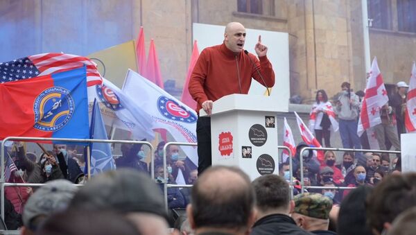 Акция протеста оппозиции 14 ноября 2020 года - выступает Ника Мелия - Sputnik Грузия
