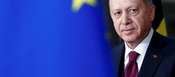 ერდოღანი ევროკავშირის დროშის ფონზე ერდოღანი ევროკავშირის დროშის ფონზე - Sputnik საქართველო