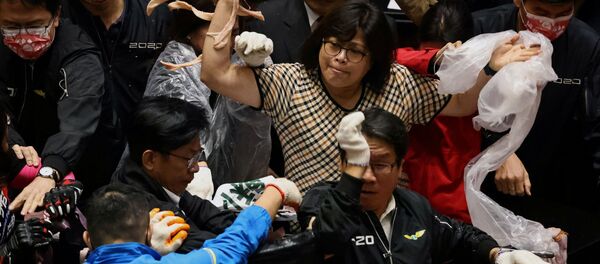 Тайваньские парламентарии кидаются друг в друга свиными потрохами - Sputnik Грузия