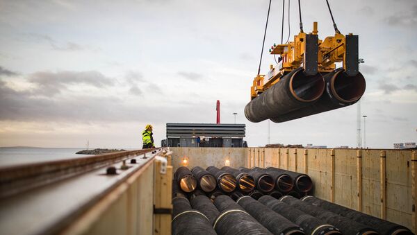 Трубы для строительства газопровода Северный поток — 2 в порту Мукран, Германия - Sputnik Грузия