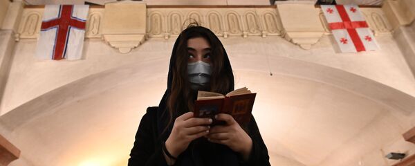 Рождественская служба. Храм Святой Троицы Самеба - Sputnik Грузия