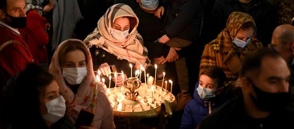 Рождественская служба. Храм Святой Троицы Самеба - Sputnik Грузия