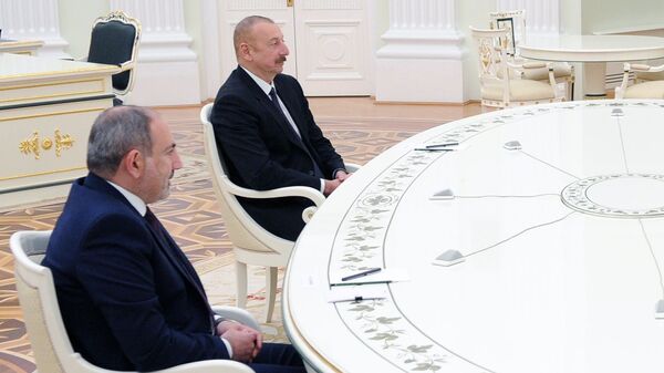 Трёхсторонняя встреча руководителей России, Азербайджана и Армении - Sputnik Грузия