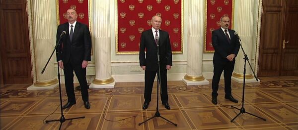 Путин, Алиев и Пашинян подписали заявление о развитии Нагорного Карабаха - видео - Sputnik Грузия