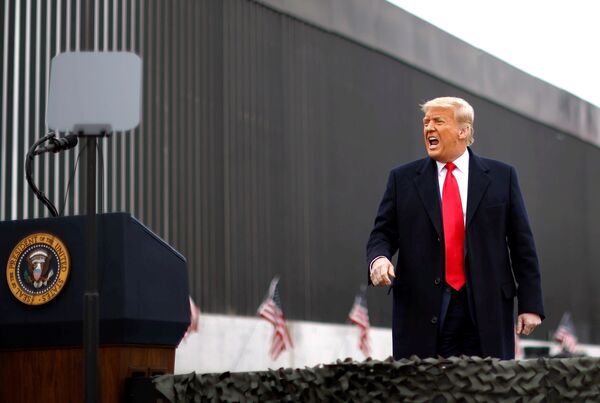 Президент США Дональд Трамп во время посещения пограничной стены между США и Мексикой в ​​Аламо - Sputnik Грузия