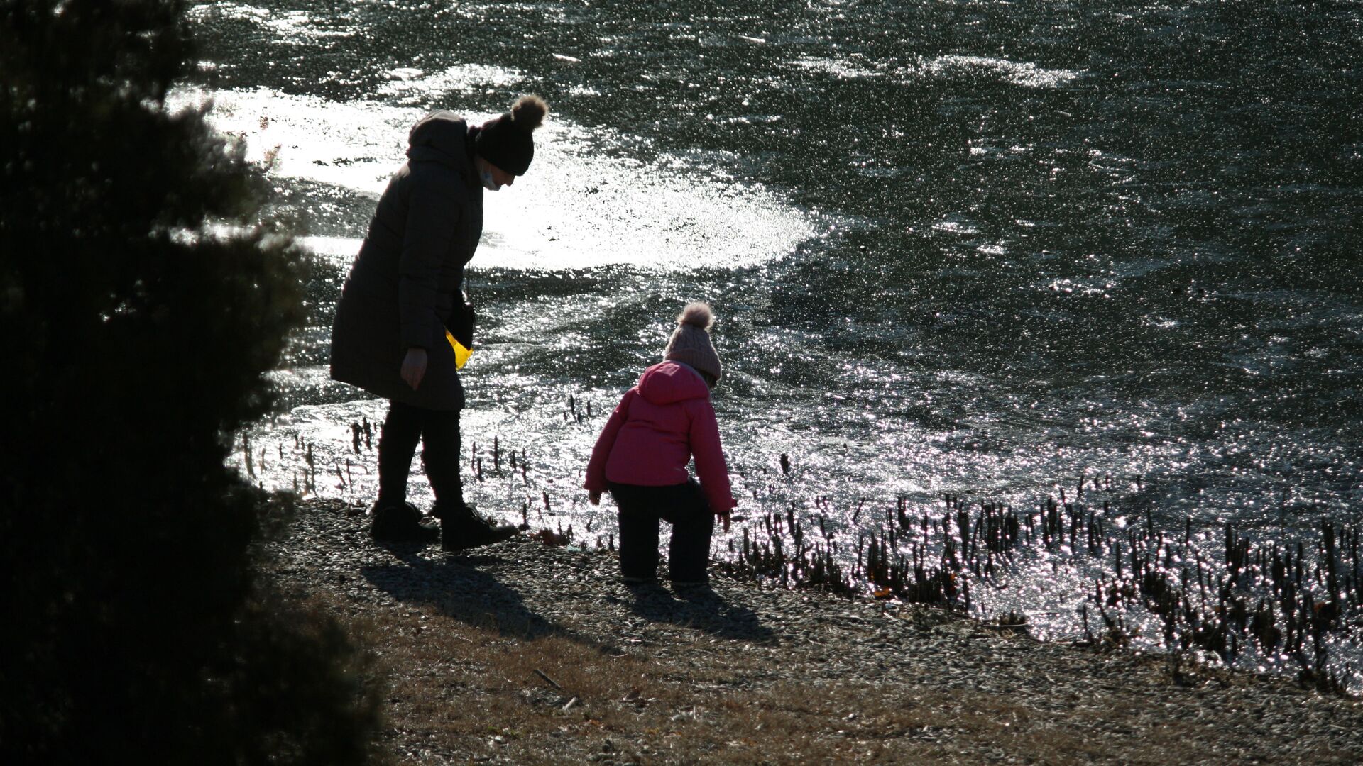 Прогулка январским утром: Черепашье озеро, мама на прогулке с ребенком - Sputnik Грузия, 1920, 03.03.2023