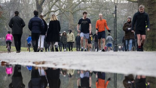 Пандемия коронавируса - люди без масок в парке в Лондоне во время локдауна - Sputnik Грузия