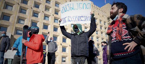Акция протеста в Тбилиси против ограничений и запретов из-за коронавируса - видео - Sputnik Грузия