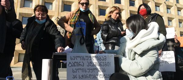 Акция протеста против ограничений из-за коронавируса у правительственной канцелярии 26 января 2021 года - Sputnik Грузия