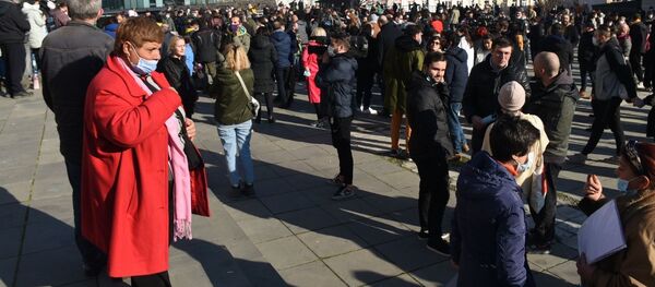 Акция протеста против ограничений из-за коронавируса у правительственной канцелярии 26 января 2021 года Акция протеста против ограничений из-за коронавируса у правительственной канцелярии 26 января 2021 года - Sputnik Грузия