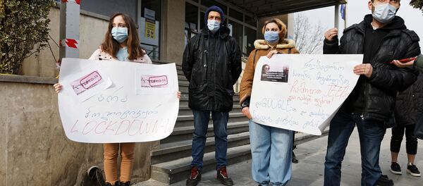 Пикет против ограничений из-за коронавируса у здания минздрава Грузии 28 января 2021 года - Sputnik Грузия