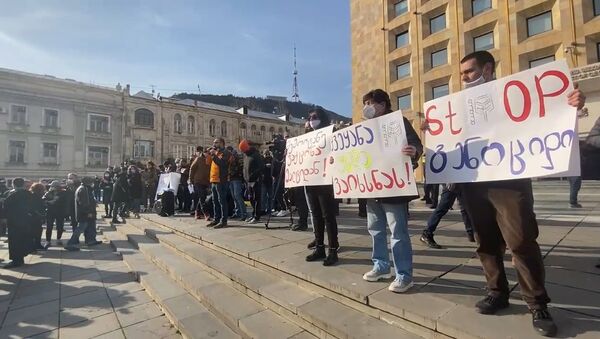 Новая акция протеста против ковид-ограничений у здания правительства Грузии - видео - Sputnik Грузия