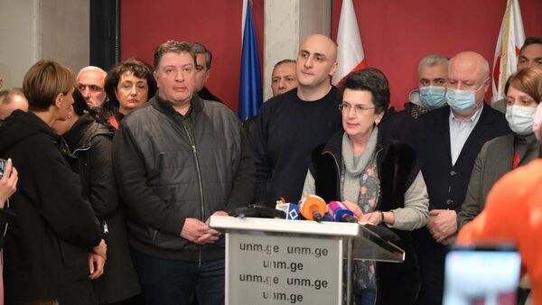Нино Бурджанадзе, Гиги Угулава, Ника Мелия и лидеры объединенной оппозиции в офисе Единого нацдвижения - Sputnik Грузия