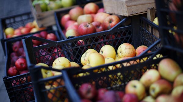Грузинские яблоки в ящиках - уличная торговля фруктами - Sputnik Грузия