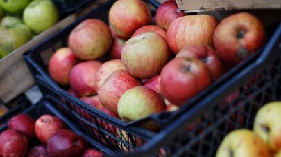 Грузинские яблоки в ящиках - уличная торговля