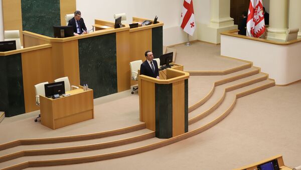 Ираклий Гарибашвили выступает в парламенте 22 февраля 2021 года - Sputnik Грузия