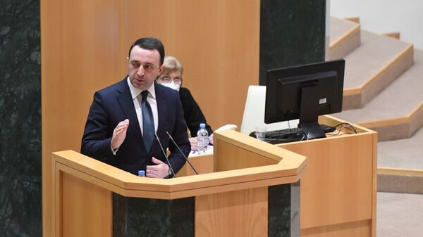 Ираклий Гарибашвили выступает перед парламентом Грузии 22 февраля 2021 года - Sputnik Грузия