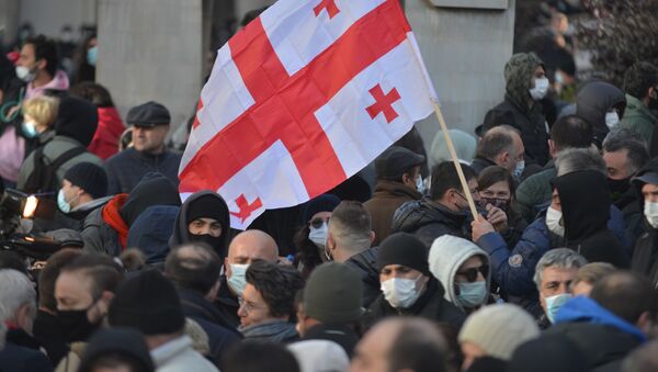 Акция протеста объединенной оппозиции 23 февраля 2021 года  - Sputnik Грузия