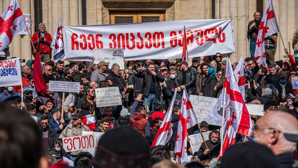 Протесты против строительства Намахвани ГЭС - акция в Кутаиси 14 марта 2021 года - Sputnik Грузия