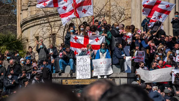 Протесты против строительства Намахвани ГЭС - акция в Кутаиси 14 марта 2021 года - Sputnik Грузия