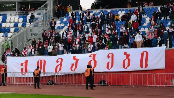 Болельщики на стадионе Динамо Арена перед началом футбольного матча между сборными Грузии и Испании  - Sputnik Грузия