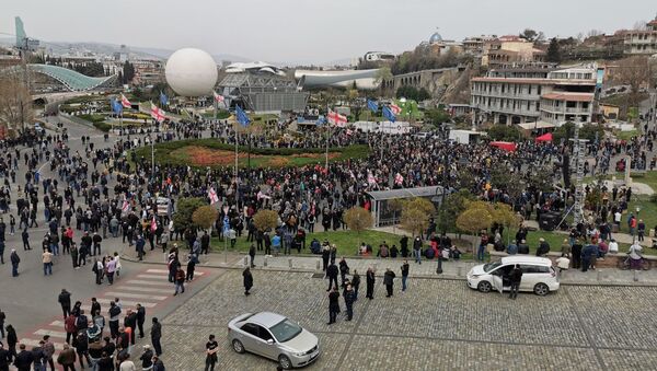 Акция протеста, организованная популярным грузинским певцом Уцноби (Гией Гачечиладзе) 9 апреля 2021 года - Sputnik Грузия