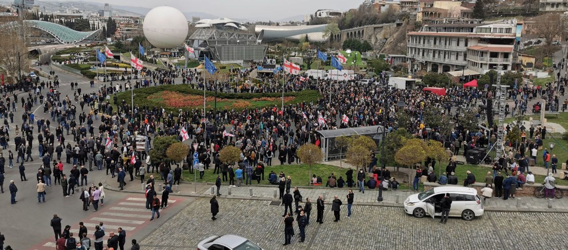 Акция протеста, организованная популярным грузинским певцом Уцноби (Гией Гачечиладзе) 9 апреля 2021 года - Sputnik Грузия, 1920, 09.04.2021