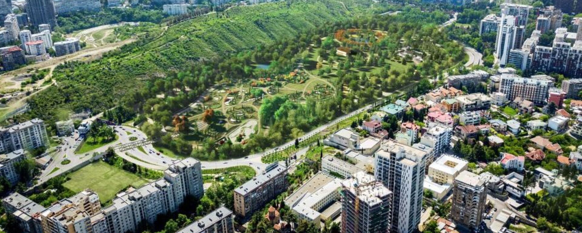 Новый центральный городской парк в районе Сабуртало на территории бывшего ипподрома. Проект мэрии столицы Грузии Новый центральный городской парк в районе Сабуртало на территории бывшего ипподрома. Проект мэрии столицы Грузии - Sputnik Грузия, 1920, 08.05.2021