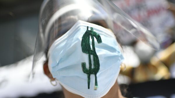 Пандемия коронавируса - маска с изображением символа доллара - Sputnik Грузия