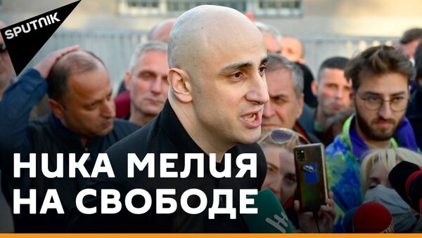 Лидер ЕНД Ника Мелия вышел из тюрьмы: как его приветствовали сторонники - видео - Sputnik Грузия