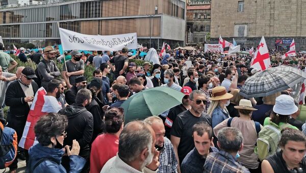 Противники строительства каскада Намахвани ГЭС проводят акцию протеста 23 мая 2021 года - Sputnik Грузия