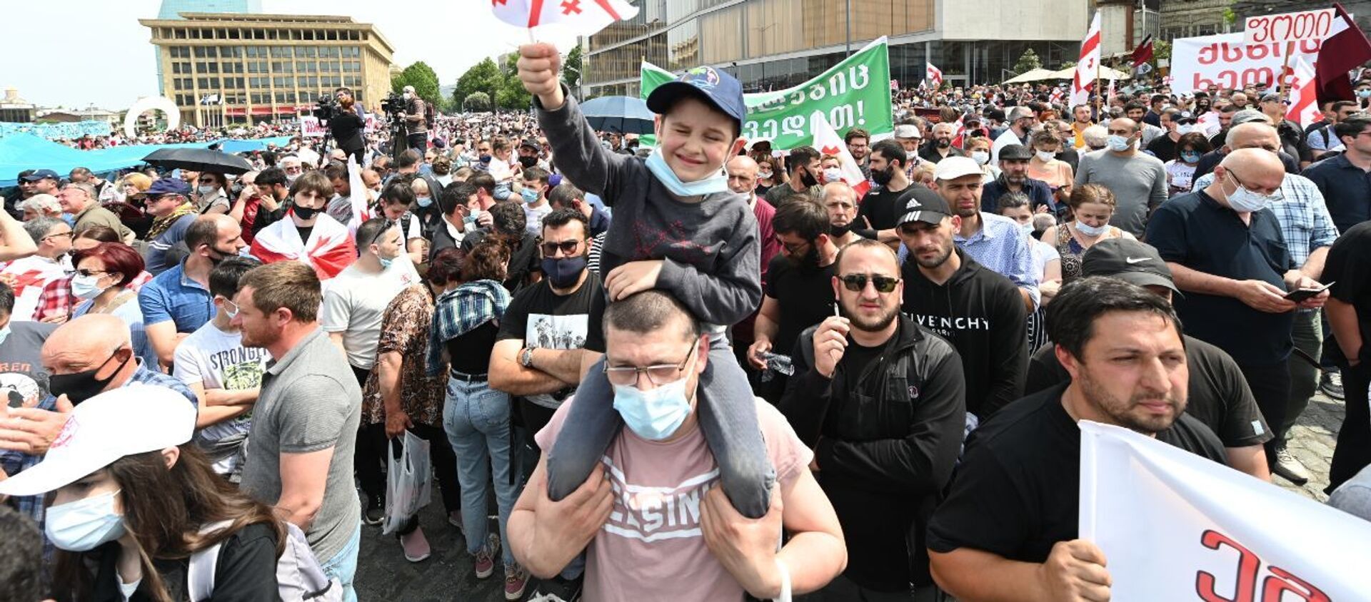 Противники строительства каскада Намахвани ГЭС проводят акцию протеста 23 мая 2021 года - Sputnik Грузия, 1920, 24.05.2021