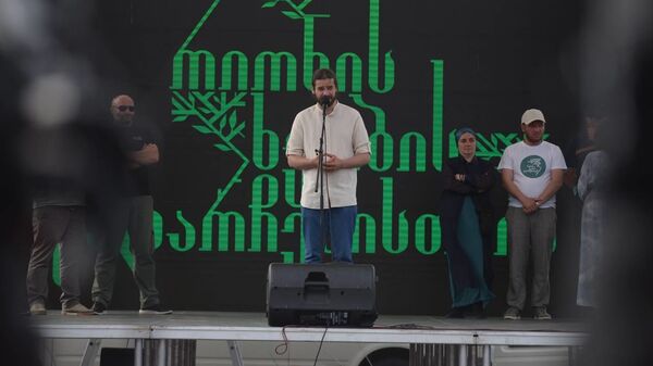 Варлам Голетиани. Противники строительства каскада Намахвани ГЭС проводят акцию протеста 25 мая 2021 года  - Sputnik Грузия